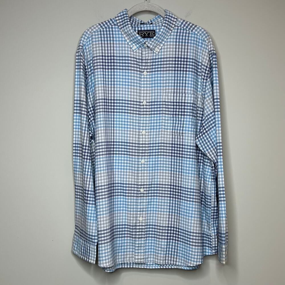 Rye by Hawker Rye Button Down Blue Check Shirt Size XL Short Regular Fit